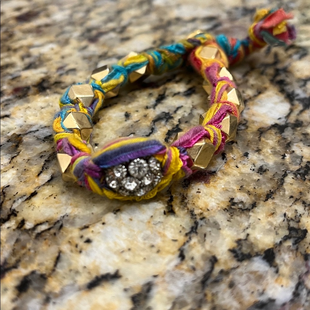 Colorful Woven Bracelet with Gold Accents